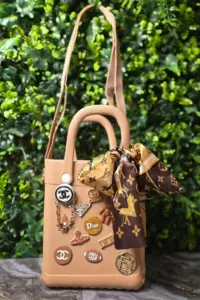 Beige bling bog bag