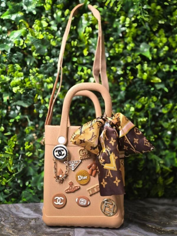 Beige bling bog bag