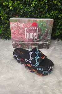 Black Flatform Slides size 5