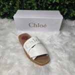 White Embroidered Slides