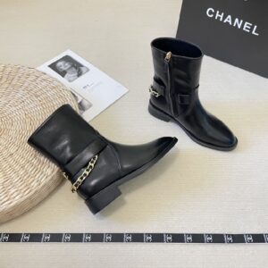 C chain detail real leather boots