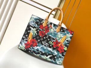 Hibiscus print leather bag - Image 2