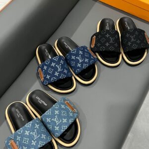 denim pillow slides